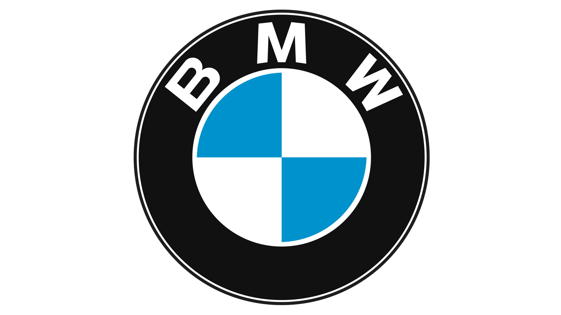 The bmw logo is blue and white in a black circle.