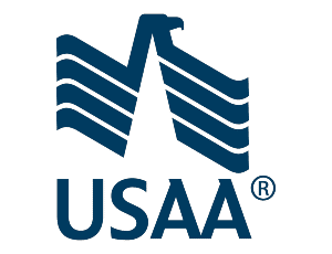 A blue usaa logo with an eagle on it