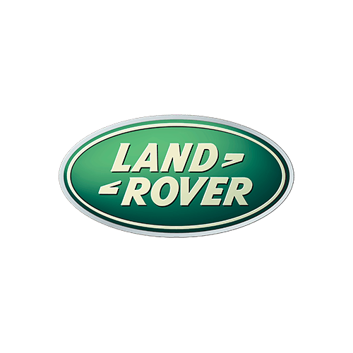 The logo for land rover is green and white on a white background.