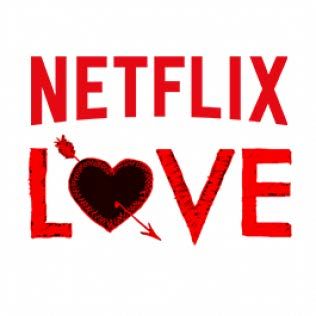 Red Netflix logo with the word “LOVE” and a heart-shaped O