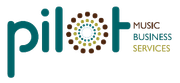 Pilot Music Business Services logo in teal and brown with dot-circle design in the word “pilot”