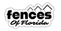 Logo reading “fences of Florida” in black and white with stylized fence peaks above the text