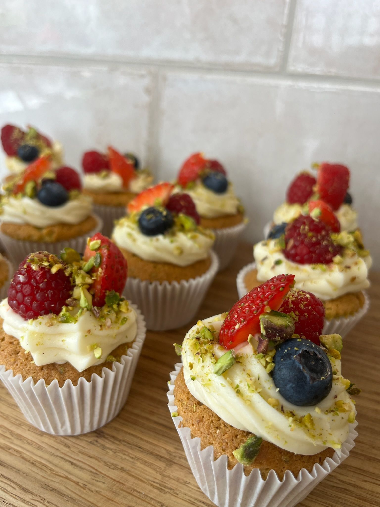 Pistachio and Berry Cupcakes