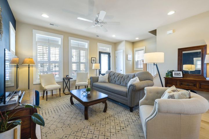 Inside the living room with carpet