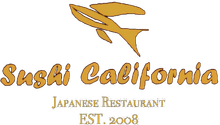 Suski California Japanese Restaurant logo with gold stylized bird and text &ldquo;EST. 2008&rdquo;