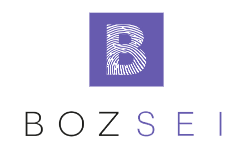 Logo quadrato viola con una