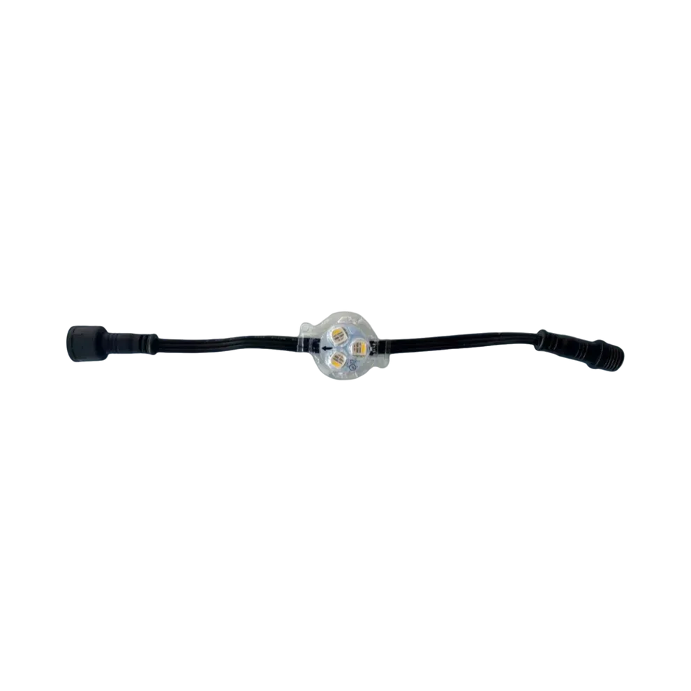 LED light with three bulbs, black cable and connectors on each end.