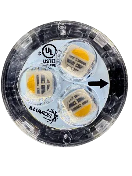 LED light with three bulbs, black cable and connectors on each end.