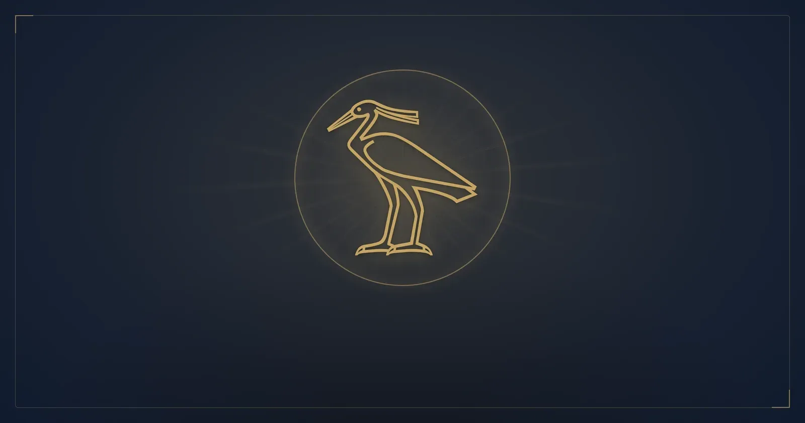 Gold ancient Egyptian Bennu bird on deep navy — Pyramids Land Tours.
