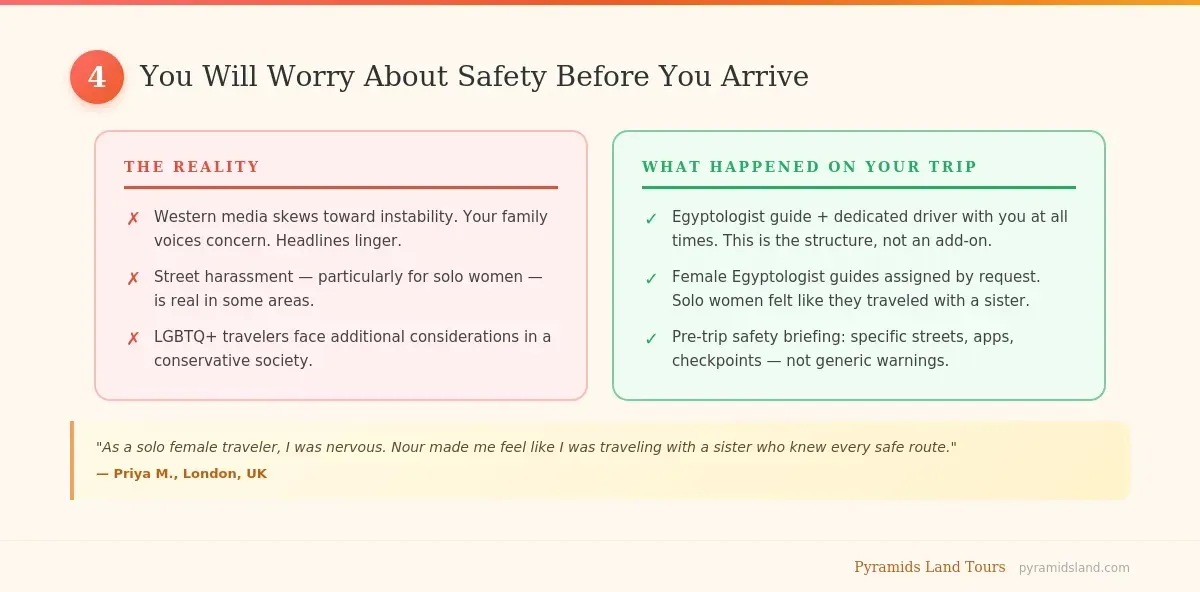 Egypt safety anxiety versus private guide and pre-trip safety briefing