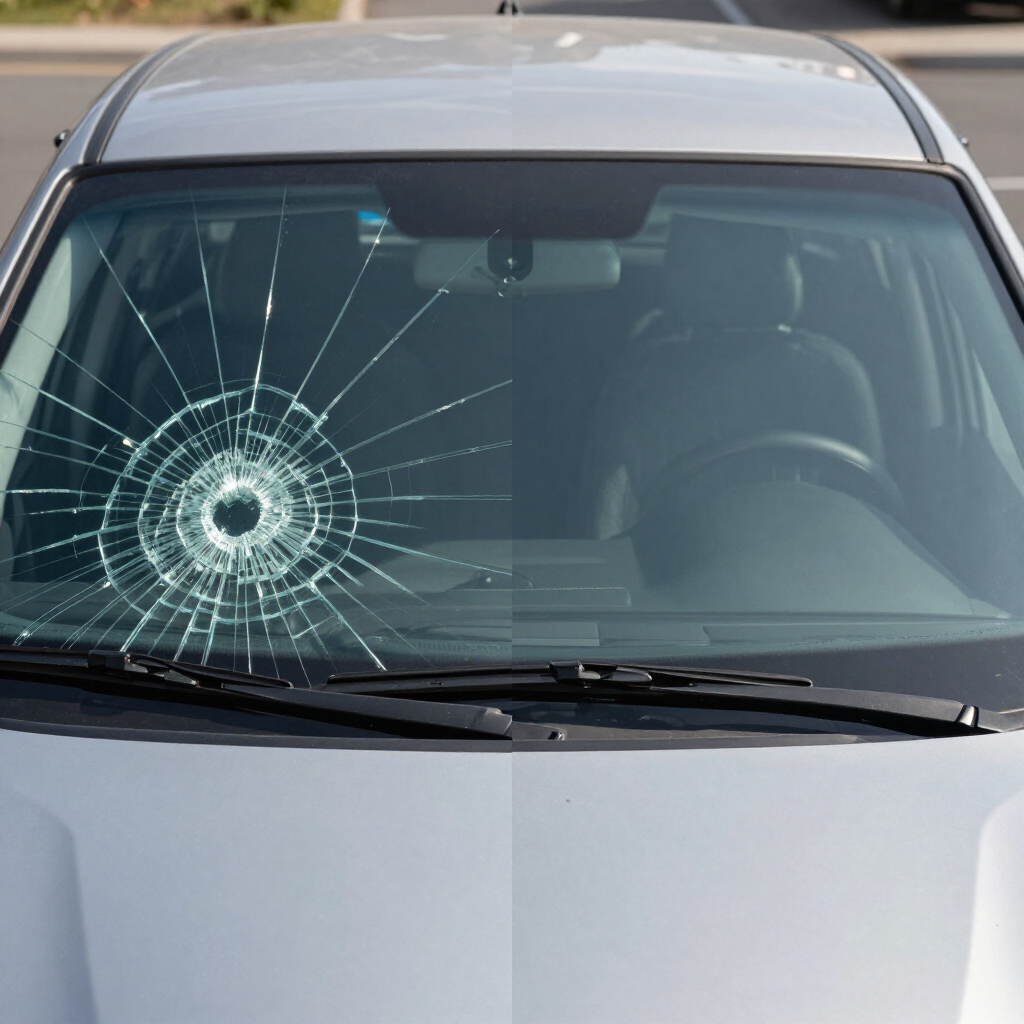 Before and after glass repair
