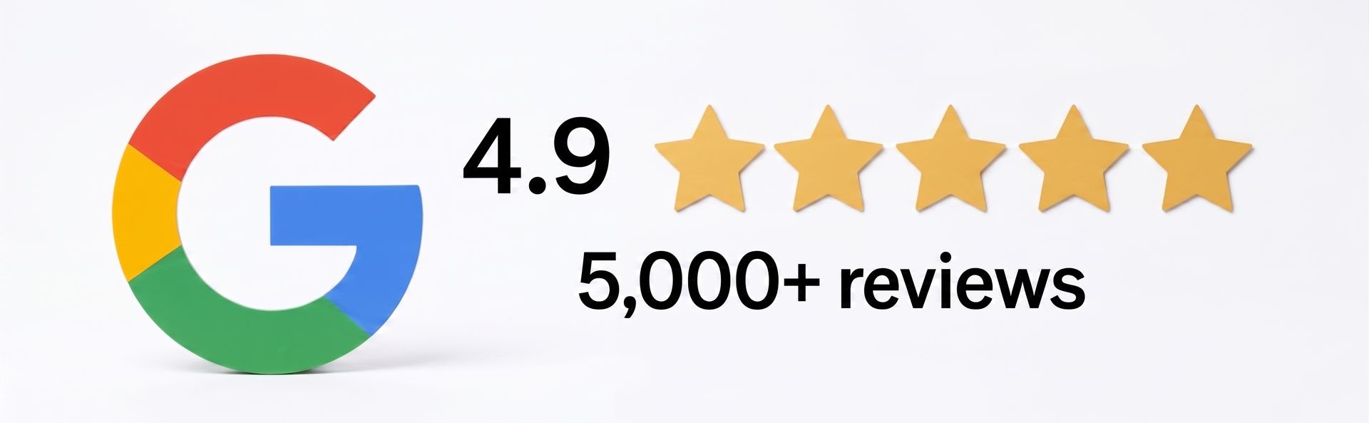 Google logo with a 4.9 rating and five gold stars, indicating over 4,000 reviews.