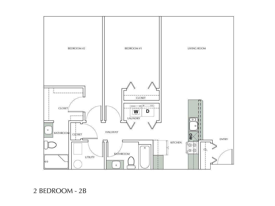 2 Bedroom 2B Floor Plan