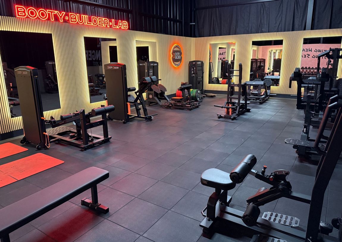 The UK’s biggest dedicated Booty Builder training zone at Team Rees Gym in Caerphilly, featuring specialist glute training machines.