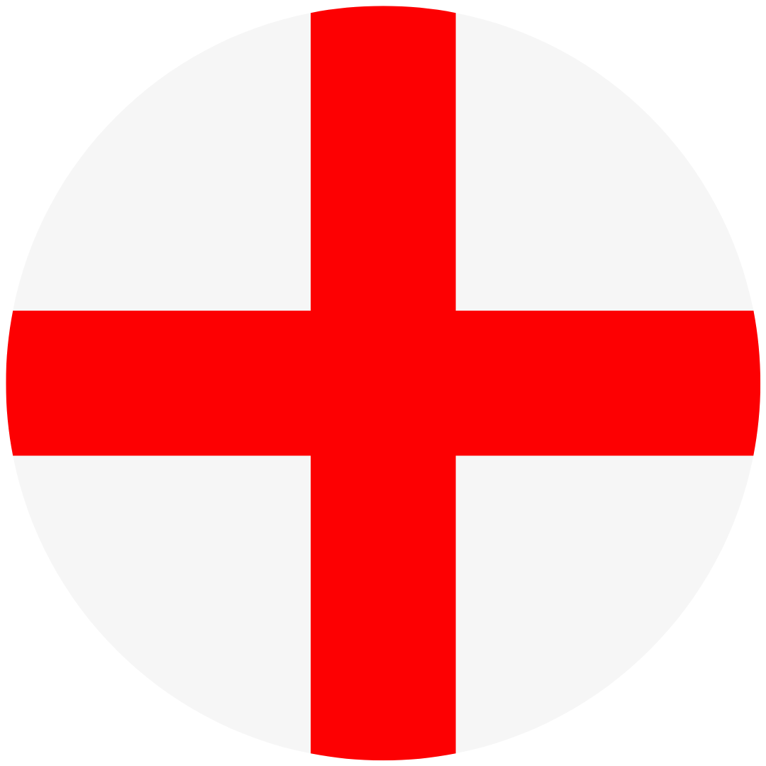 Red cross on a white background, representing the flag of England.