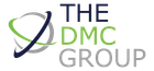 Logo for The DMC Group: gray and green globe icon with text 
