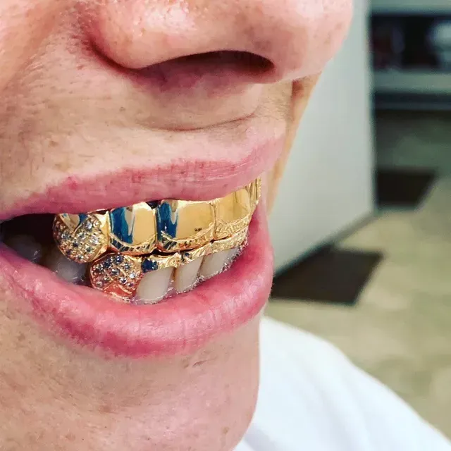 A newly built and installed gold grill