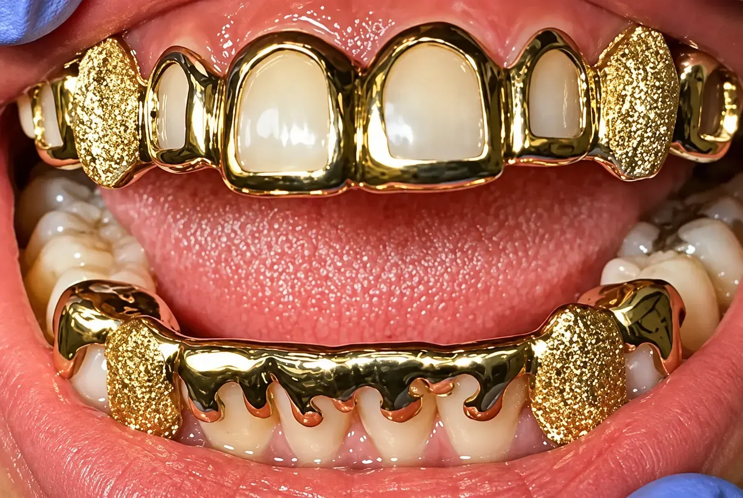 custom permanent gold grill