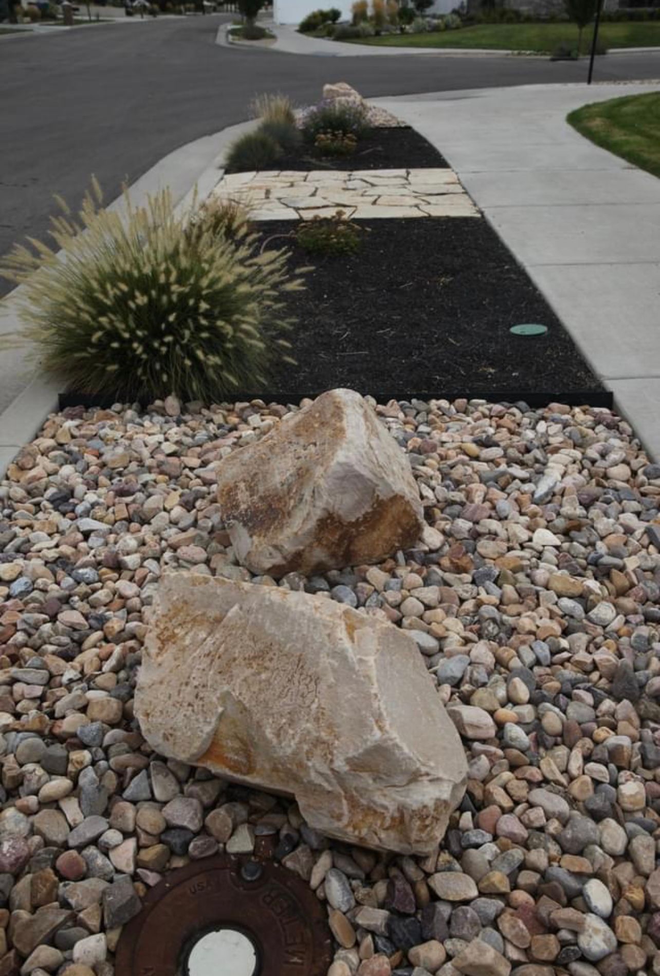 Sidewalk with Rocks and Plants on it - South Jordan, UT – MD Property Maintenance & Landscaping
