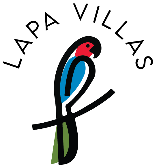 A logo for lapa villas with a parrot on a branch