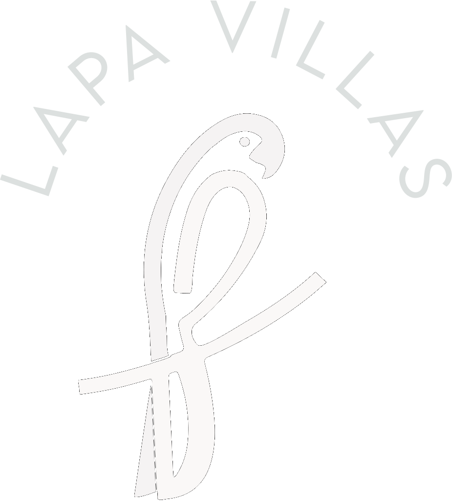 A logo for lapa villas with a parrot in the middle.