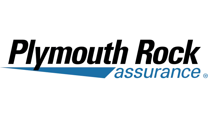 Plymouth Rock Assurance logo in black and blue text with a blue underline swoosh