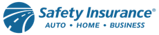 Safety Insurance logo with blue icon and text, auto, home, business