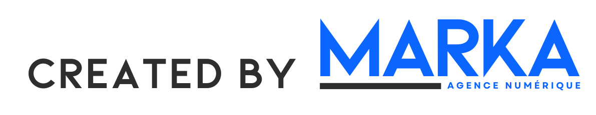 Created by MARKA logo with black text and blue MARKA lettering underlined in blue