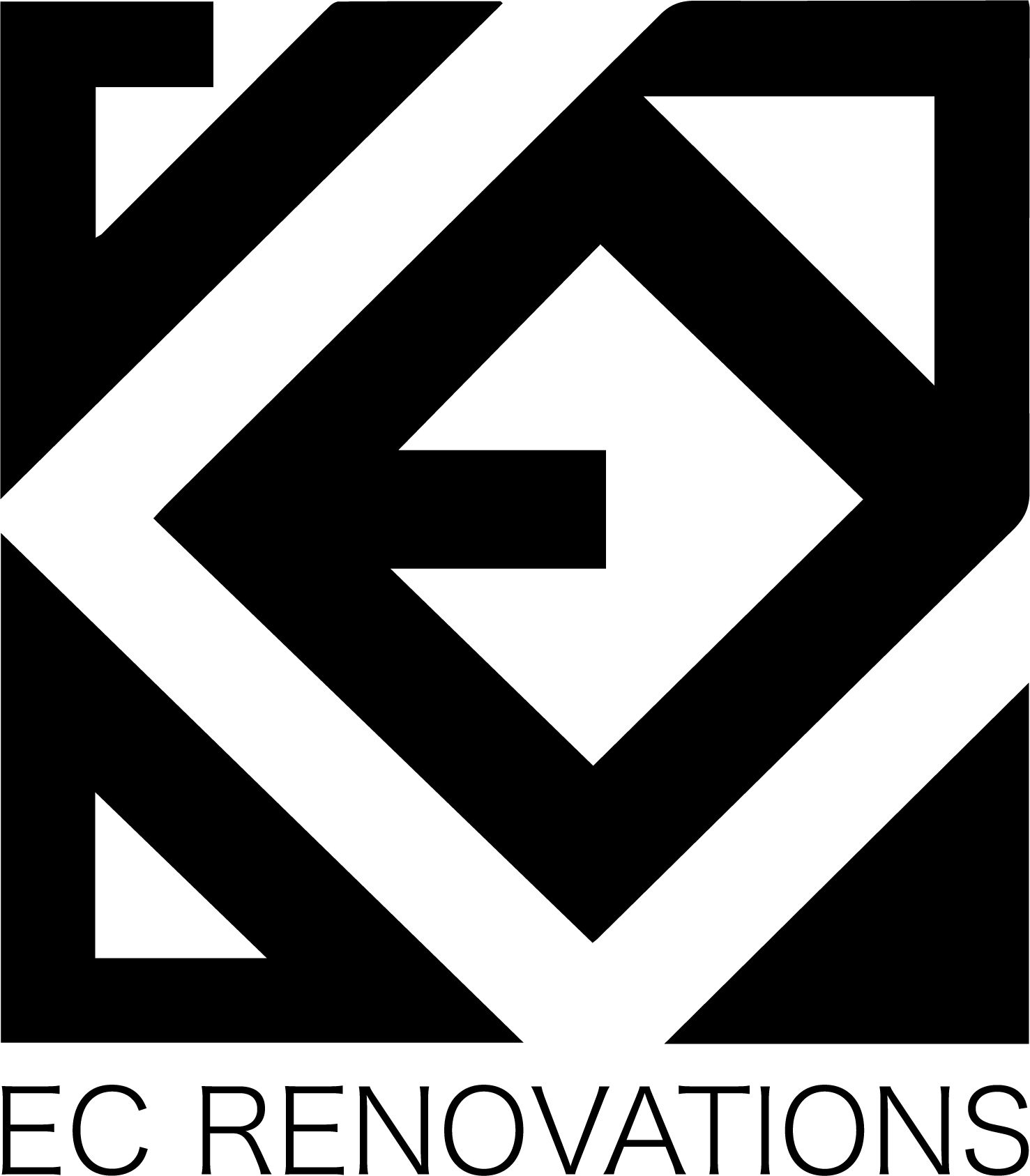 EC Renovations logo with black geometric diamond symbol and company name