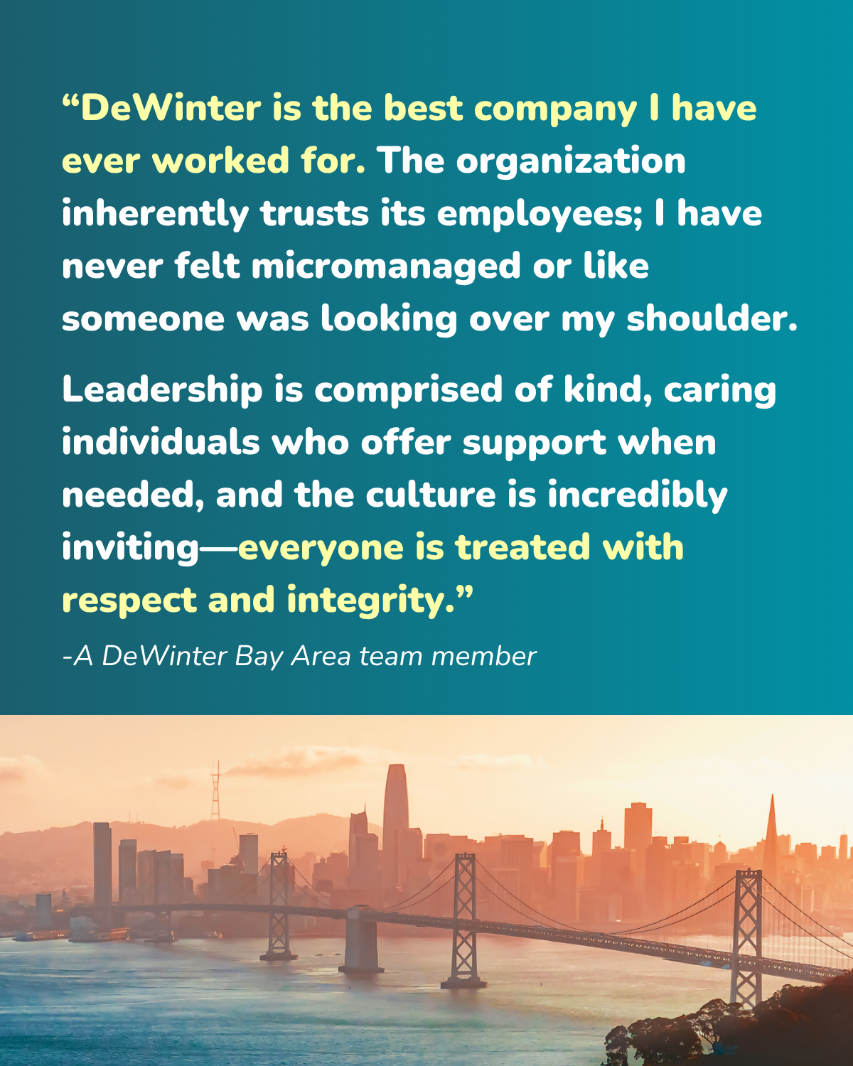 Quote from DeWinter Employee