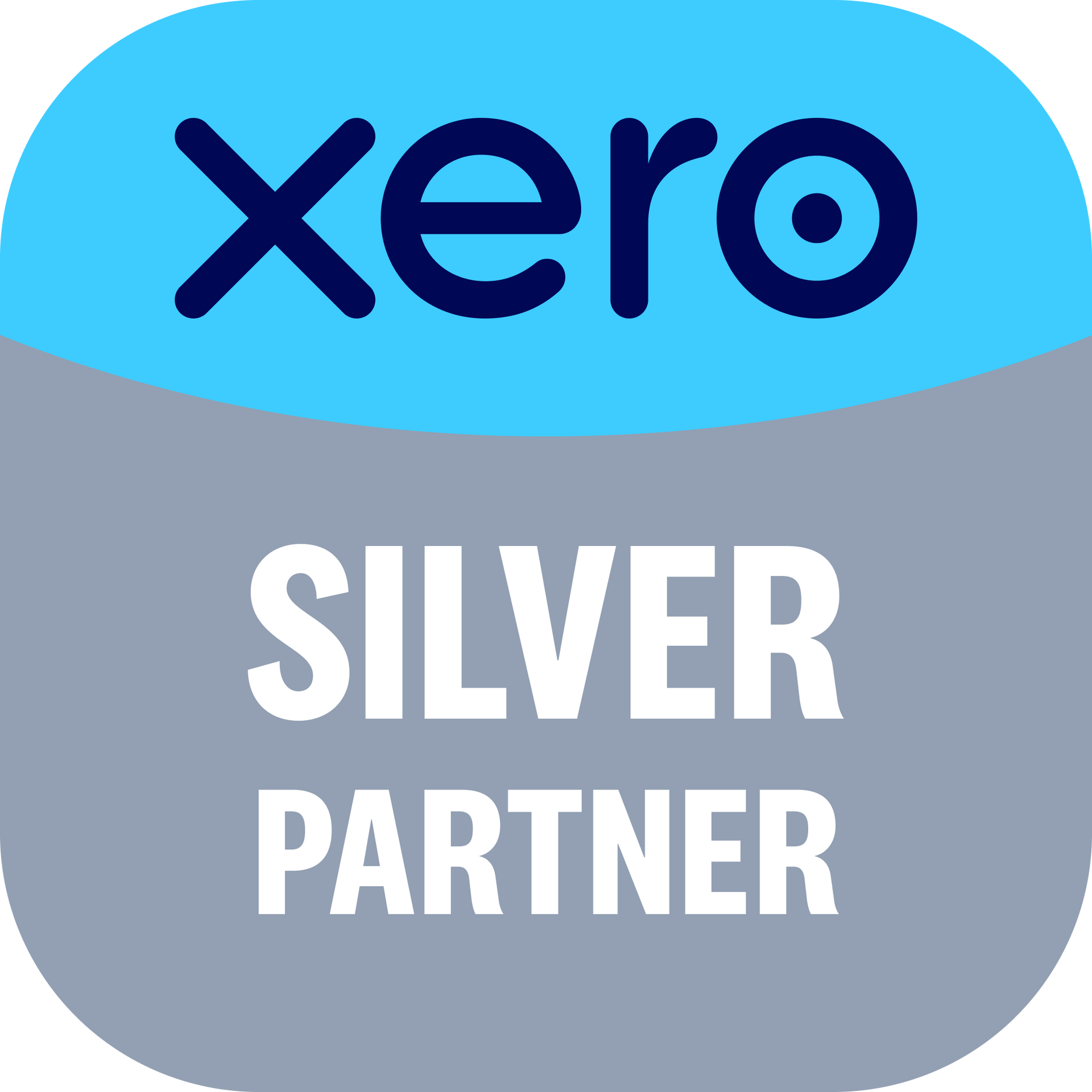 Xero blue logo beside gray “Silver Partner” badge