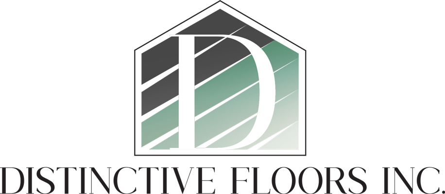 The logo for distinctive floors inc. is a house with a letter d on it.