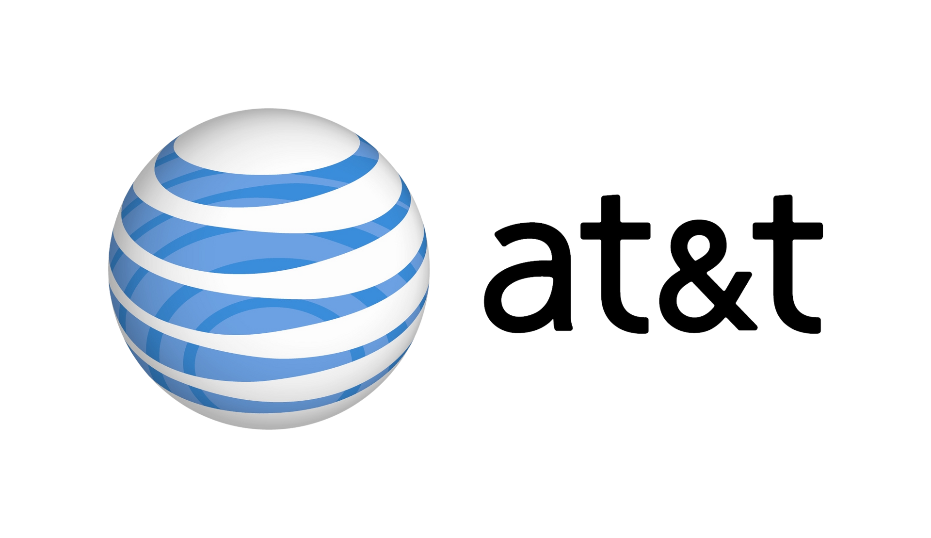 AT&T logo: a blue and white globe next to the lowercase word "at&t" in black.