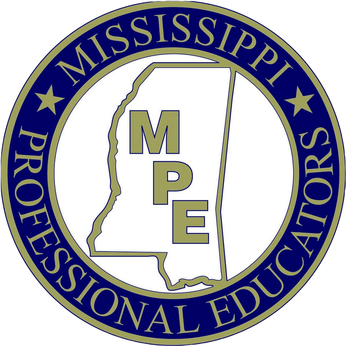 Mississippi Professional Educators logo: blue circle with text and state outline, "MPE" in the center.