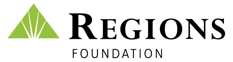 Regions Foundation logo with a green triangle and the word