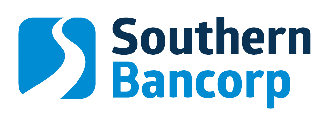 Southern Bancorp logo with blue square and white road symbol, text in dark and light blue.