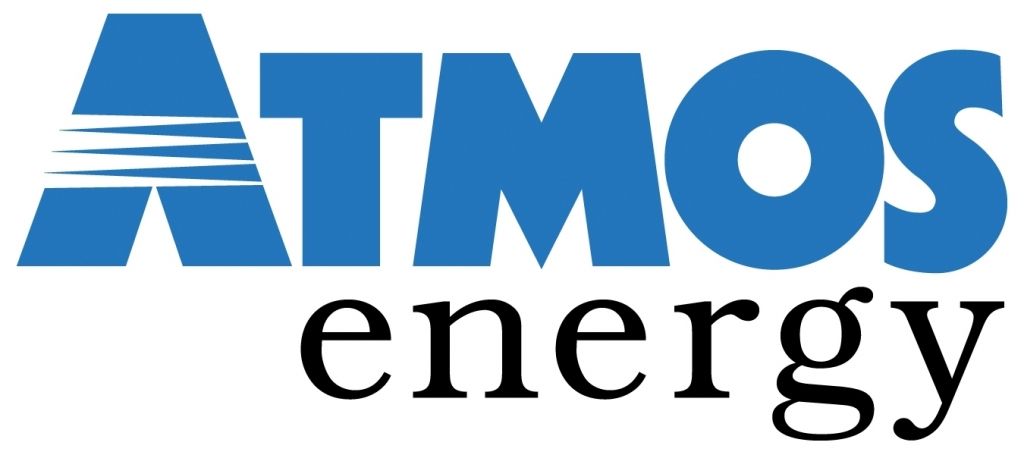 A blue and white logo for atmos energy