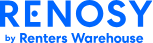 Renosy by Renters Warehouse logo in blue and red text