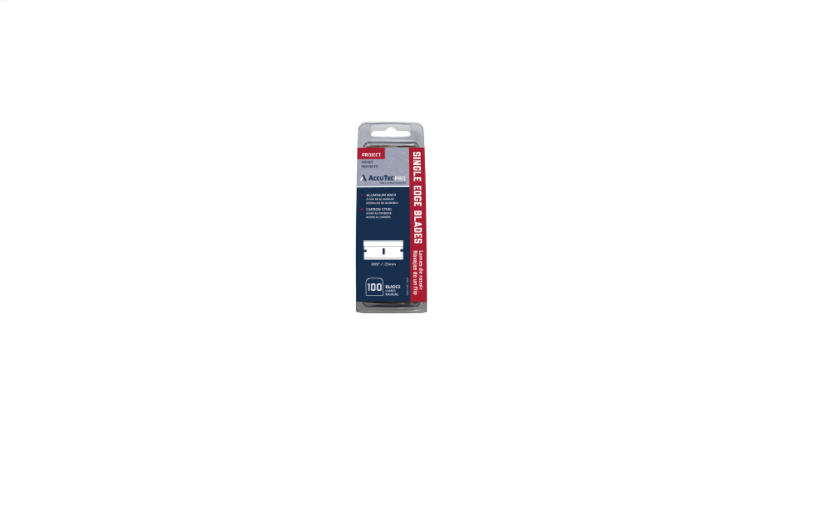 AccuTec PRO APBL-7065-DISP Aluminum Back Single Edge Razor Blades, 100 Pack with Display