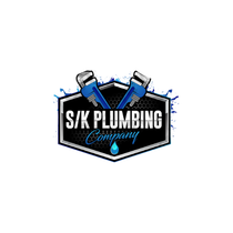 A blue and white logo for S/K plumbing company