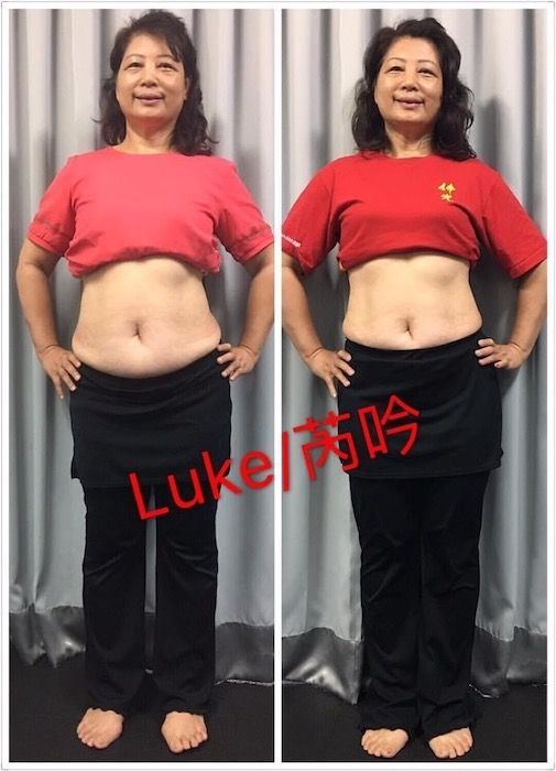 Two pictures of a woman with luke written on the bottom