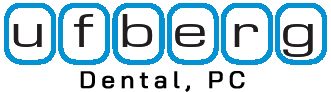 "Ufberg" in blue square bubbles, below "Dental, PC" in black text.