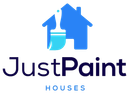 JustPaint Houses logo with a blue house and paintbrush icon above the name