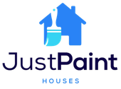 JustPaint Houses logo with a blue house and paintbrush icon above the name