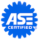 Blue ASE Certified logo: white letters