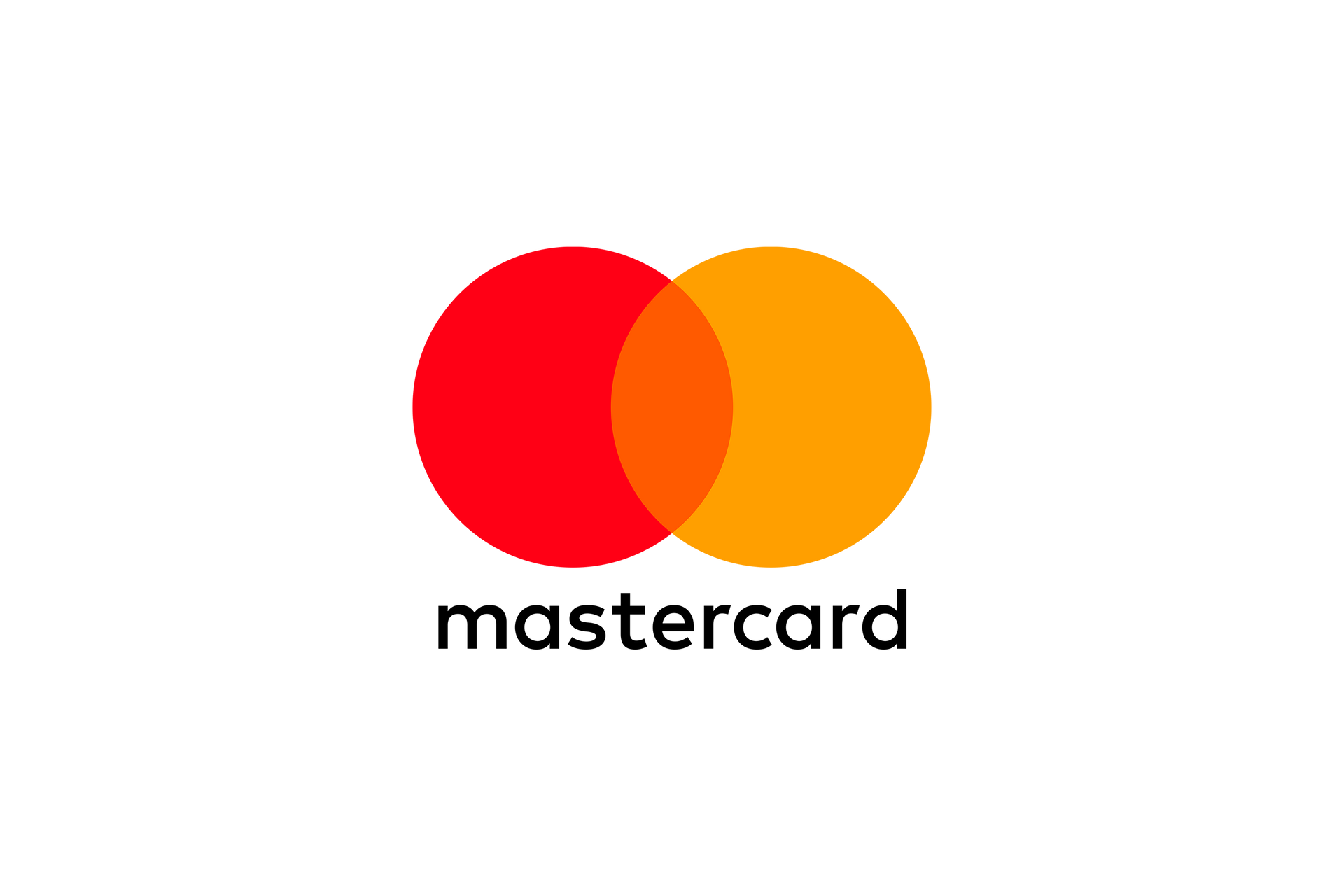 Logotipo de Mastercard con círculos rojos y naranjas superpuestos sobre la palabra “mastercard”.