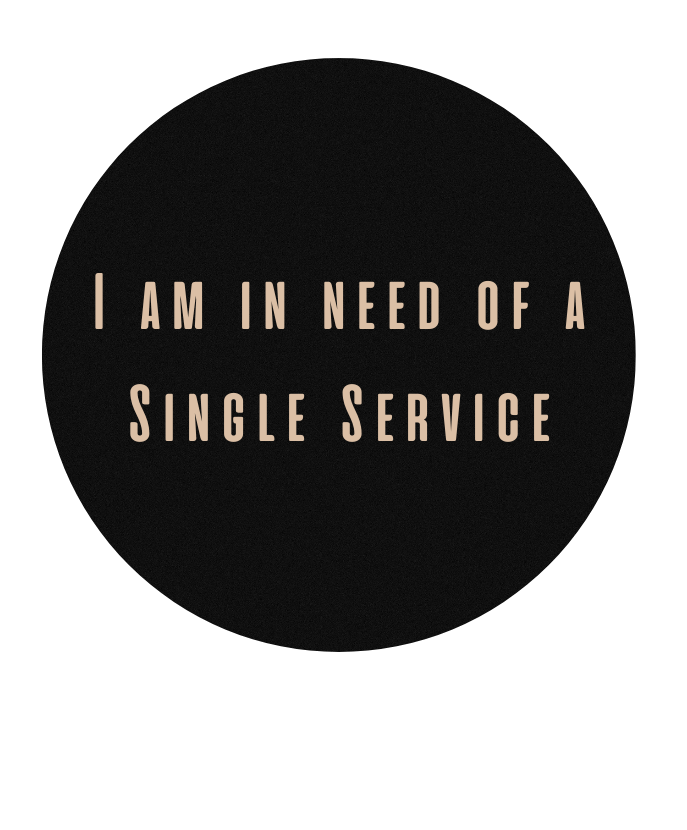 A black circle that says i am in need of a single service