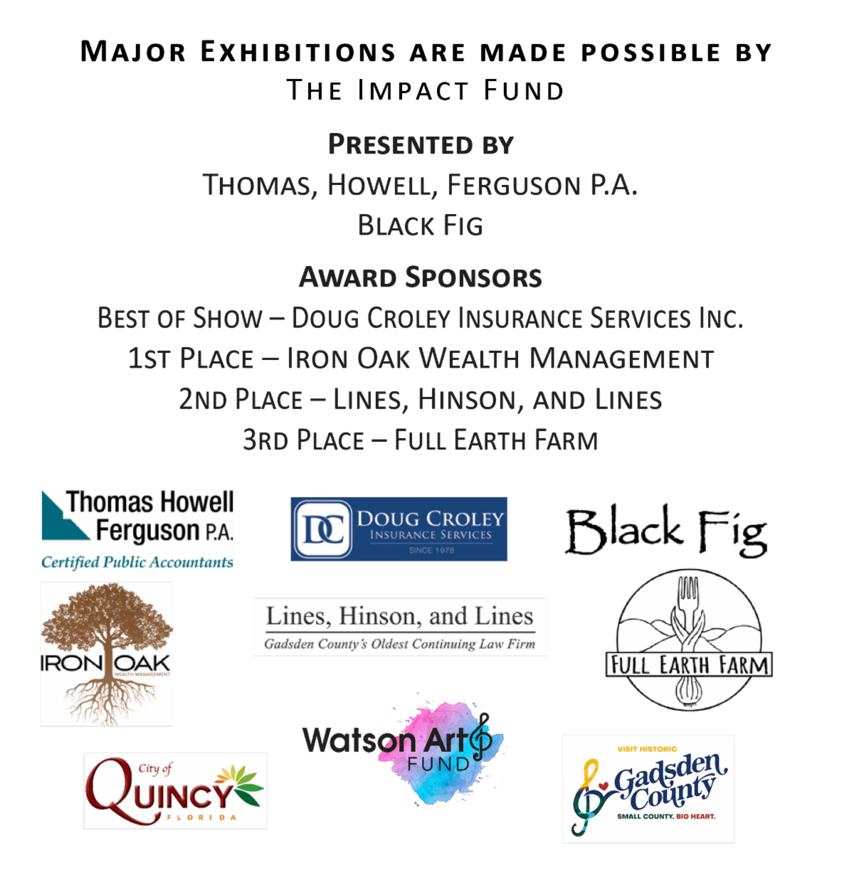 Sponsor list for a major exhibition, with multiple business logos arranged on a white background