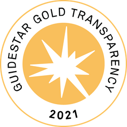 Guidestar Gold Transparency 2021 badge with orange circle and white starburst