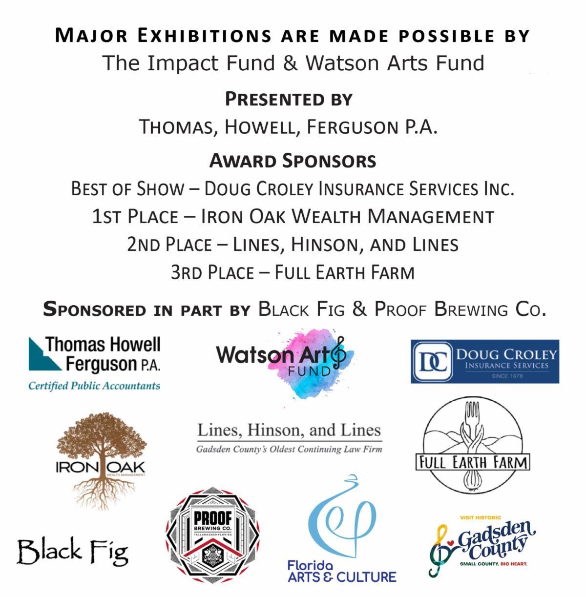 Sponsor board for major dog show exhibits, with award listings and multiple business logos on white background